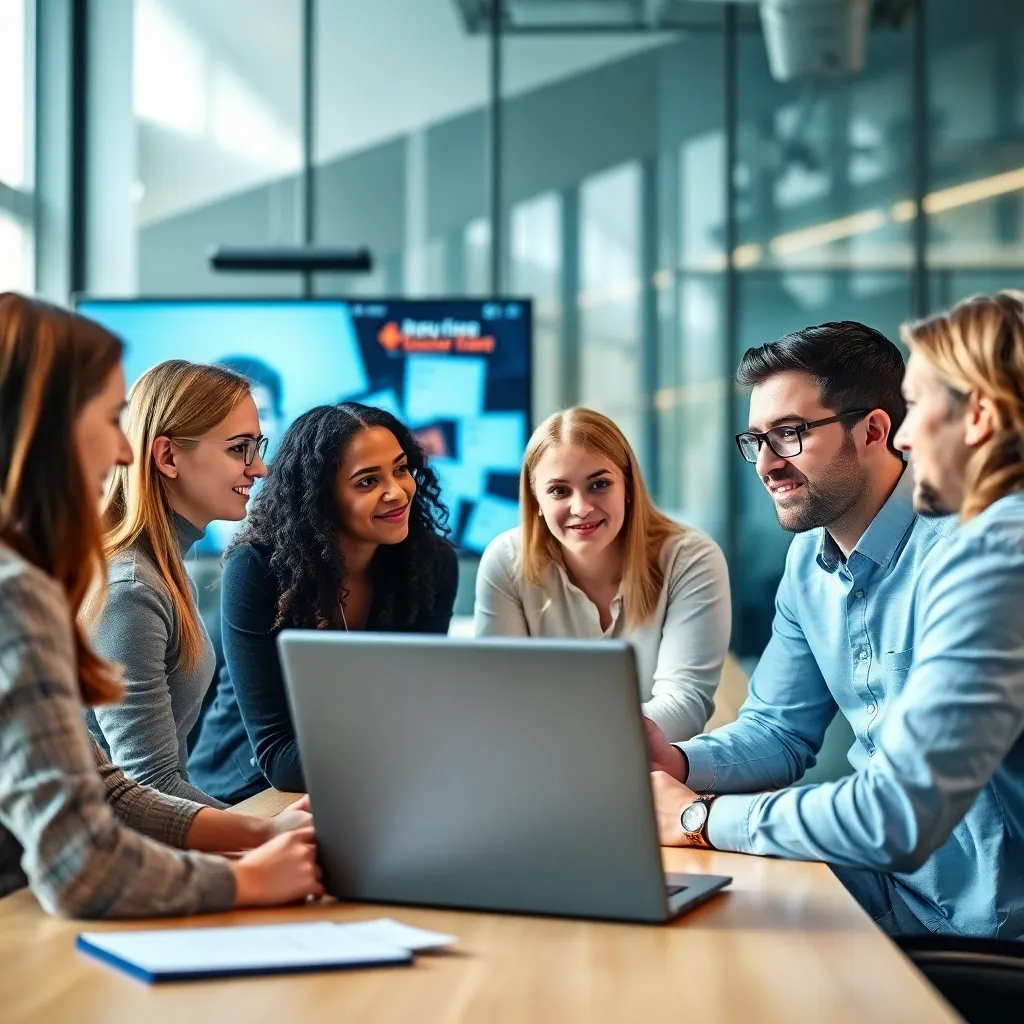 Professionals die samenwerken aan een carrièretraject in een moderne leeromgeving